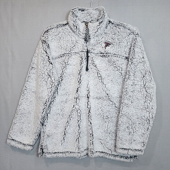 NFL Women's Gray Atlanta Falcons Sherpa Quarter-Zip Pullover Jacket Size M - Picture 1 of 8